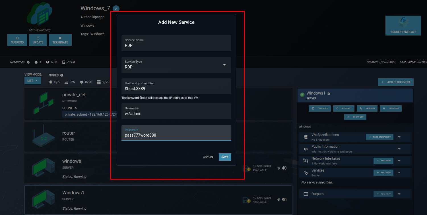 How to add RDP and SSH service to a virtual machine – CYBER RANGES (EN)